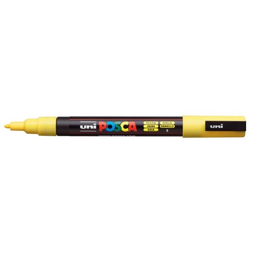 Dekoračný popisovač, 0,9-1,3 mm, UNI "Posca PC-3M", žltý