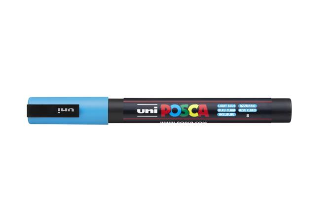 Dekoračný popisovač, 0,9-1,3 mm, UNI "Posca PC-3M", svetlomodrý