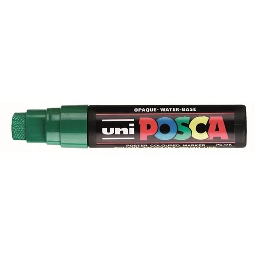 Dekoračný popisovač, 15 mm, zrezaný hrot, UNI "Posca PC-17K", zelená
