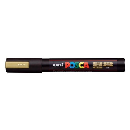Dekoračný popisovač, 1,8-2,5 mm, UNI "Posca PC-5M", zlatý (25)