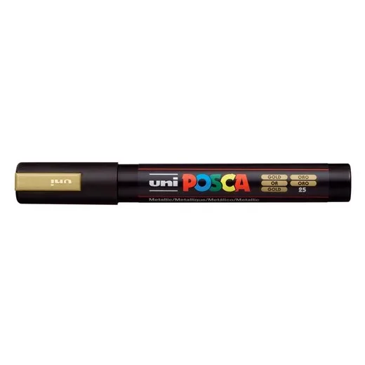 Dekoračný popisovač, 1,8-2,5 mm, UNI "Posca PC-5M", zlatý (25)