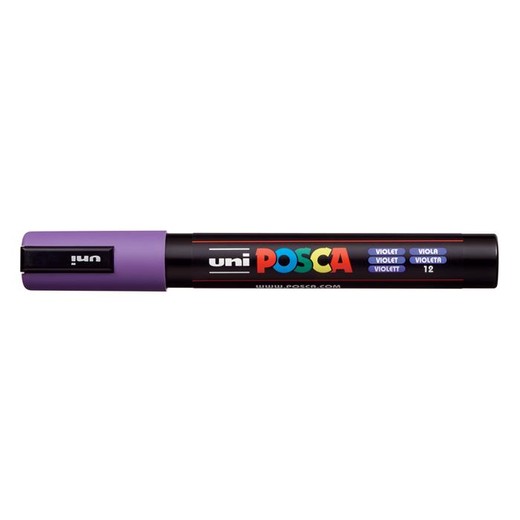 Dekoračný popisovač, 1,8-2,5 mm, UNI "Posca PC-5M", fialový (12)