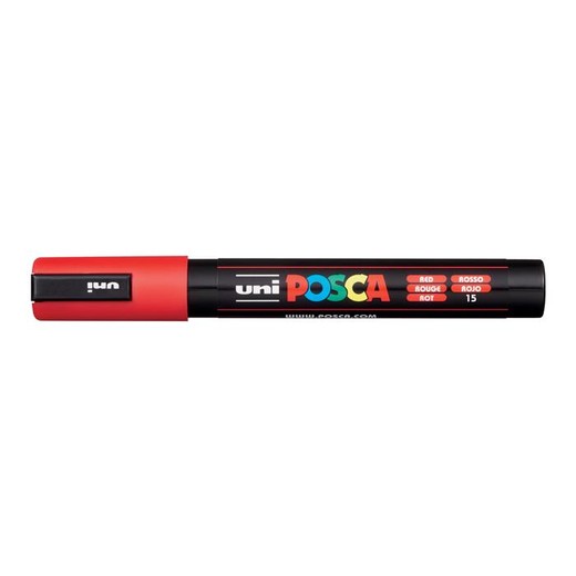 Dekoračný popisovač, 1,8-2,5 mm, UNI "Posca PC-5M", červený (15)