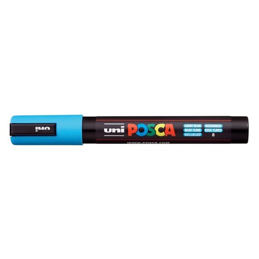 Dekoračný popisovač, 1,8-2,5 mm, UNI "Posca PC-5M", svetlomodrý (8)