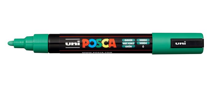 Dekoračný popisovač, 1,8-2,5 mm, UNI "Posca PC-5M", zelený (6)