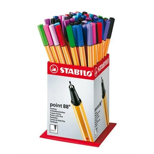 Liner, displej, 0,4 mm, STABILO "Point 88", mix farieb