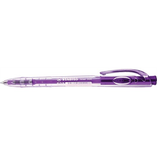 Guľôčkové pero, 0,38 mm, stláčací mechanizmus, STABILO "Liner 308", fialové
