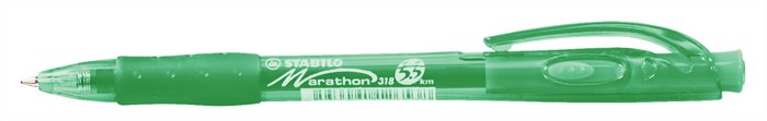Guľôčkové pero, 0,4 mm, stláčací mechanizmus, STABILO "Marathon", zelené
