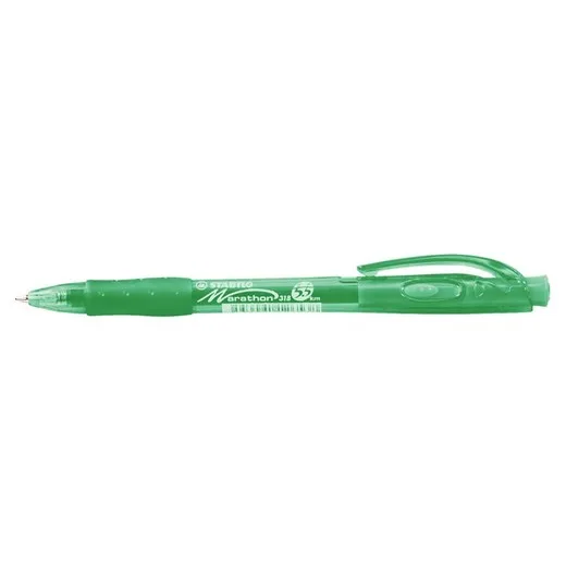 Guľôčkové pero, 0,4 mm, stláčací mechanizmus, STABILO "Marathon", zelené