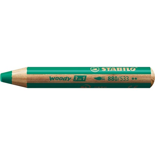 Farebná ceruzka, hrubá, STABILO "Woody", tmavozelená