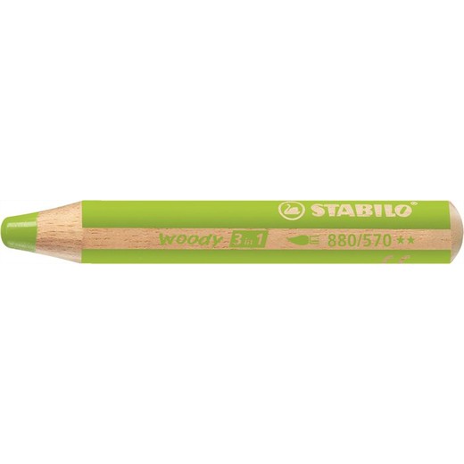 Farebná ceruzka, hrubá, STABILO "Woody", svetlozelená