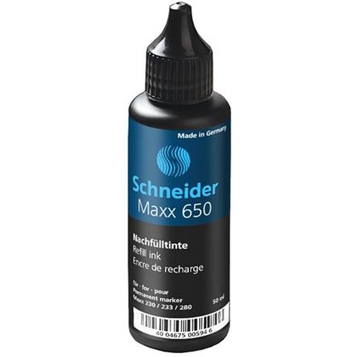 Náhradná náplň do permanentných popisovačov, 50 ml, SCHNEIDER "650", čierna