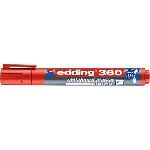Popisovač na tabule a flipchartové tabule, 1,5-3 mm, kužeľový hrot, EDDING "360", červený