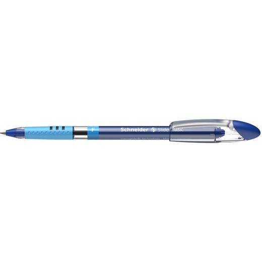 Guľôčkové pero, 0,3 mm, s vrchnákom, SCHNEIDER "Slider F", modré