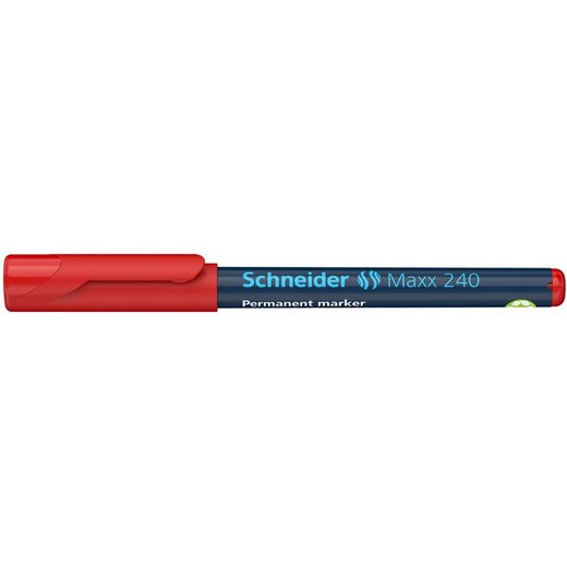 Permanentný popisovač, 1- 2 mm, kužeľový hrot, SCHNEIDER "240", červený