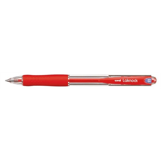 Guľôčkové pero, 0,3 mm, stláčací mechanizmus, UNI "SN-100 Laknock", červená