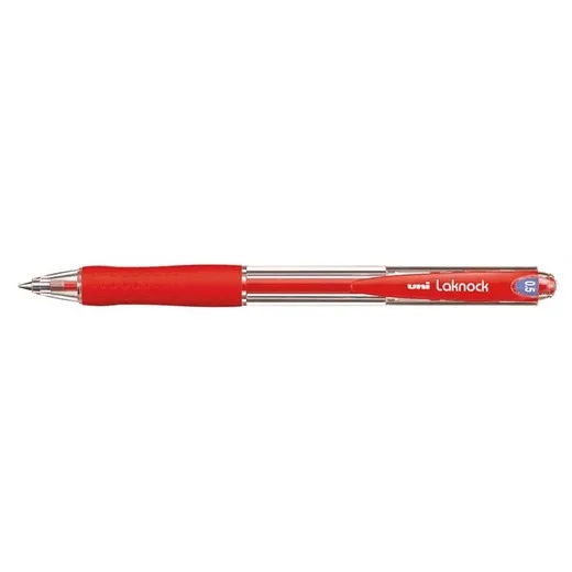 Guľôčkové pero, 0,3 mm, stláčací mechanizmus, UNI "SN-100 Laknock", červená