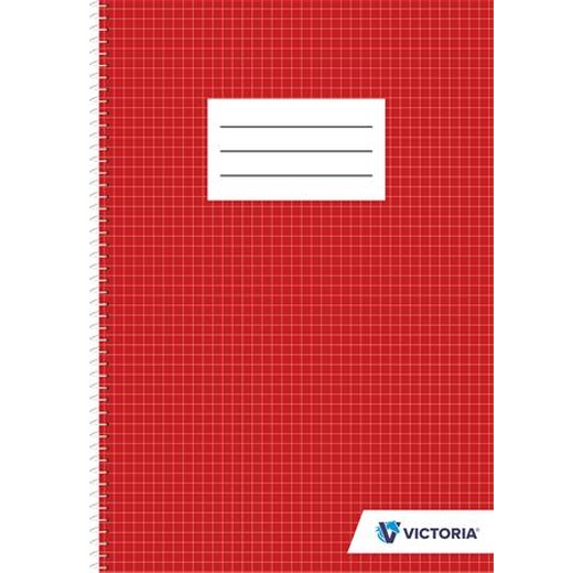 Špirálový zošit, A4, 70 listov, štvorčekový, VICTORIA PAPER