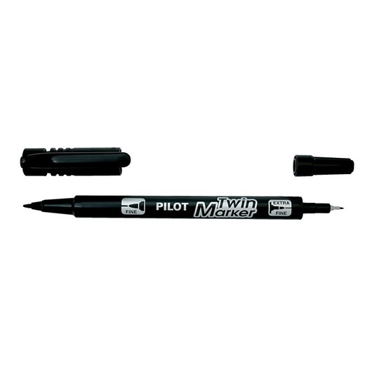 Permanentný popisovač, 0,8/2 mm, obojstranný, PILOT "Twin", čierny