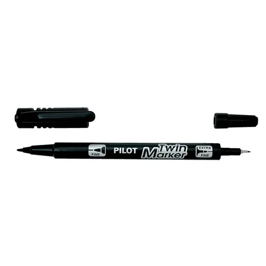 Permanentný popisovač, 0,8/2 mm, obojstranný,  PILOT "Twin", čierny