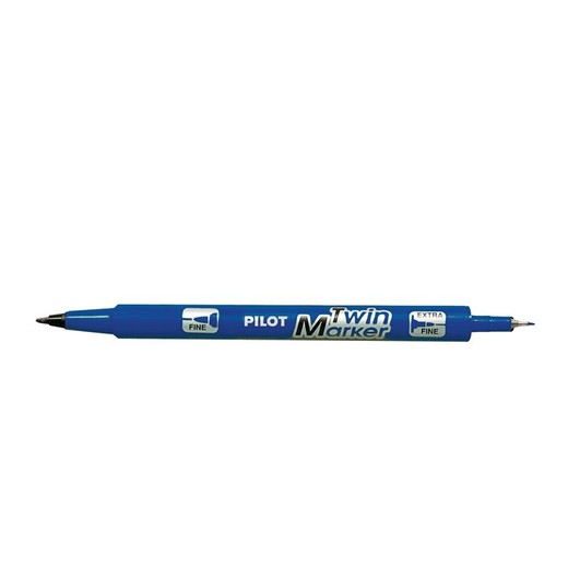 Permanentný popisovač, 0,8/2 mm, obojstranný, PILOT "Twin", modrý