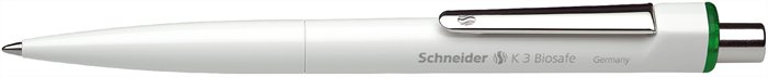 Guľôčkové pero, 0,5 mm, stláčací mechanizmus, SCHNEIDER "K3 Biosafe", zelená