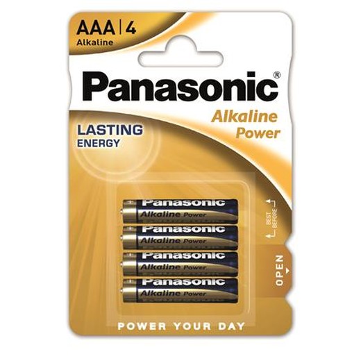 Batéria, AAA mikrotužková, 4 ks, PANASONIC "Alkaline power"