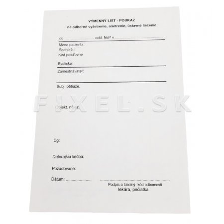 Výmenný list - poukaz, A6 100list