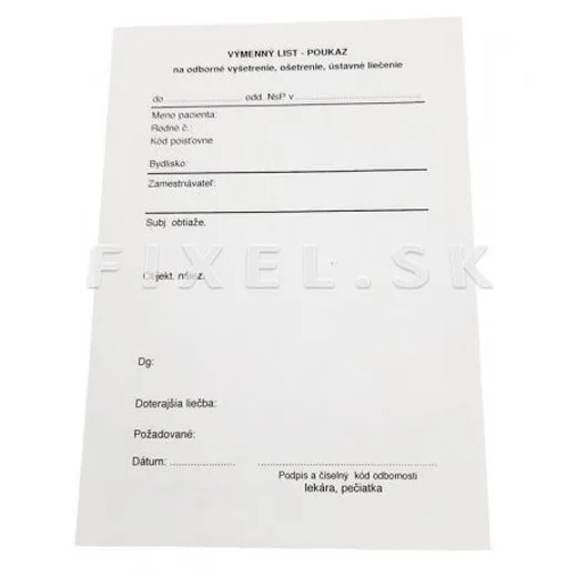 Výmenný list - poukaz, A6 100list