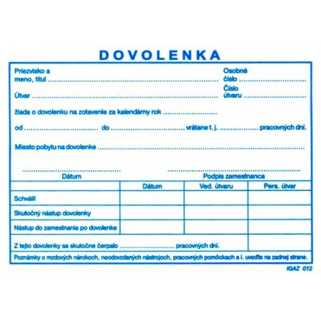 Dovolenka A6 100 list