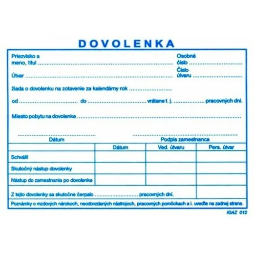 Dovolenka A6 100 list