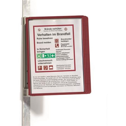 Držiak, nástenný, magnetický, s 5 panelmi, DURABLE "VARIO® 5 MAGNET", červená