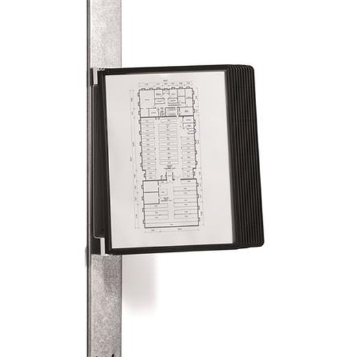 Držiak, nástenný, magnetický, s 10 panelmi, DURABLE "VARIO® 10 MAGNET", čierna