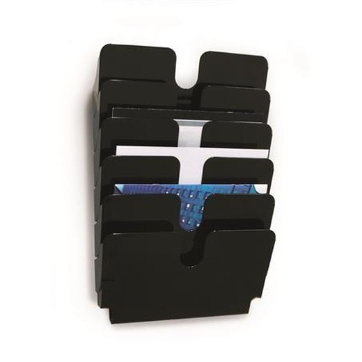 Stojan na prospekty, nástenný, horizontálny, A4, DURABLE "FLEXIPLUS 6", čierna