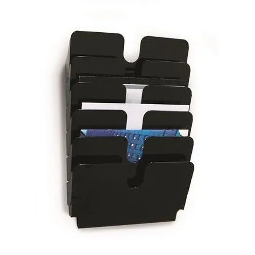 Stojan na prospekty, nástenný, horizontálny, A4, DURABLE "FLEXIPLUS 6", čierna