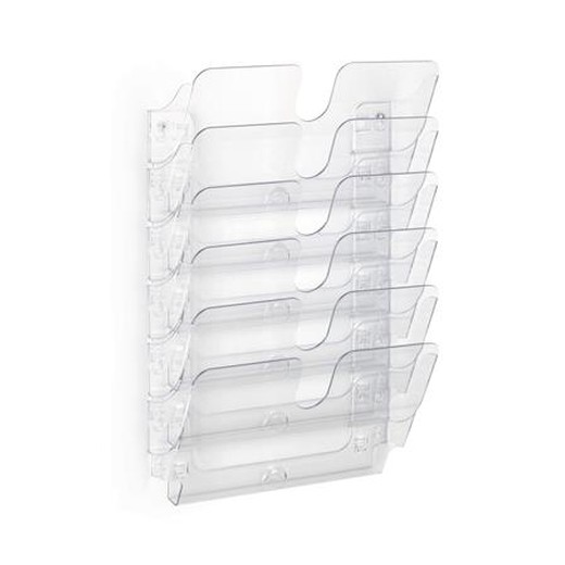 Stojan na prospekty, nástenný, horizontály, A4, DURABLE "FLEXIPLUS 6", priehľadná