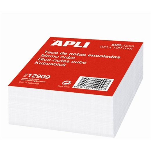 Kancelársky blok, 100x100 mm, lepený, APLI, biely