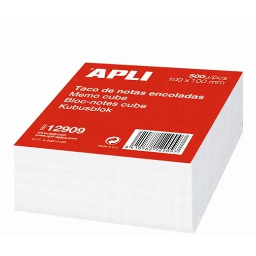 Kancelársky blok, 100x100 mm, lepený, APLI, biely