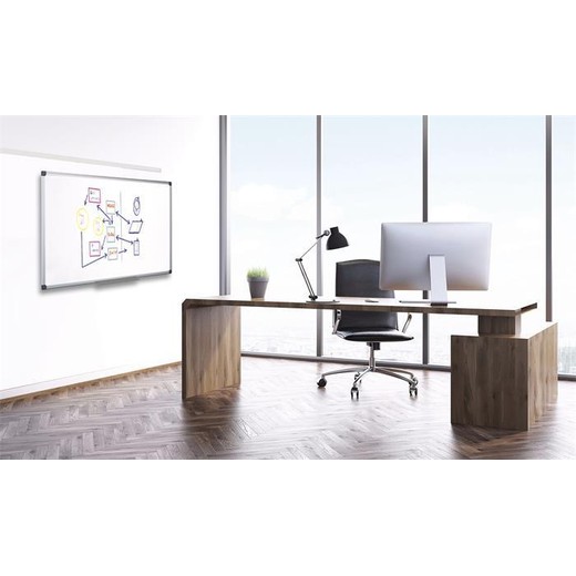 Biela tabuľa, magnetická, smaltovaná, 100x200 cm, hliníkový rám, VICTORIA VISUAL