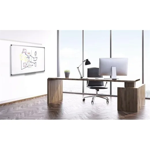 Biela tabuľa, magnetická, smaltovaná, 100x200 cm, hliníkový rám, VICTORIA VISUAL