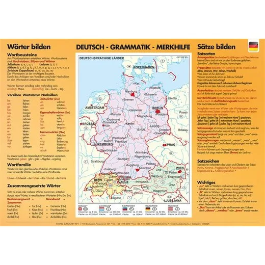 Študentská pomôcka, obojstranná, A3, STIEFEL "Wörter- und Sätze bilden/Wortarten"