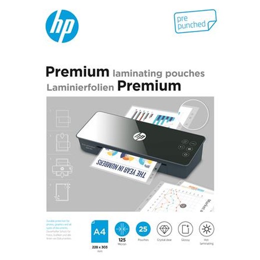 Laminovacia fólia, 125 mikrónov, A4, lesklá, 25 ks, HP "Premium"