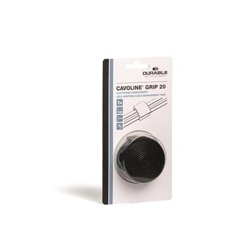 Káblová spona, so suchým zipsom, DURABLE "CAVOLINE® Grip 20", čierna