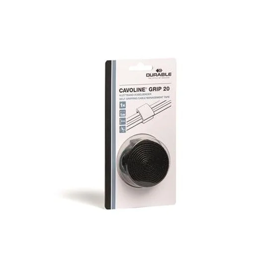 Káblová spona, so suchým zipsom, DURABLE "CAVOLINE® Grip 20", čierna