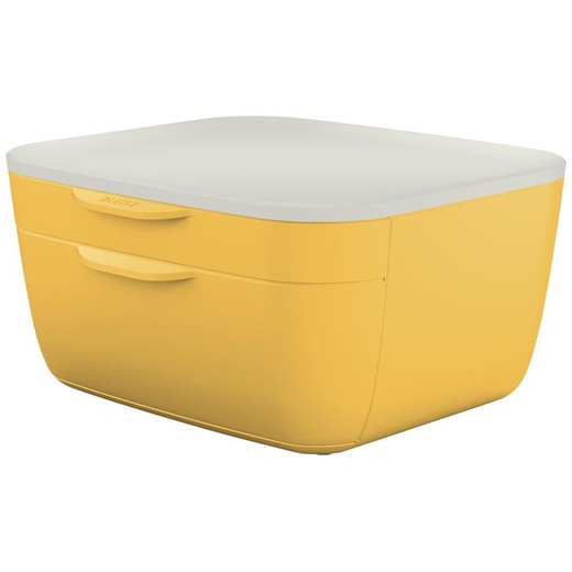 Zásuvkový box, plastový, 2 zásuvky, LEITZ "Cosy", teplá žltá