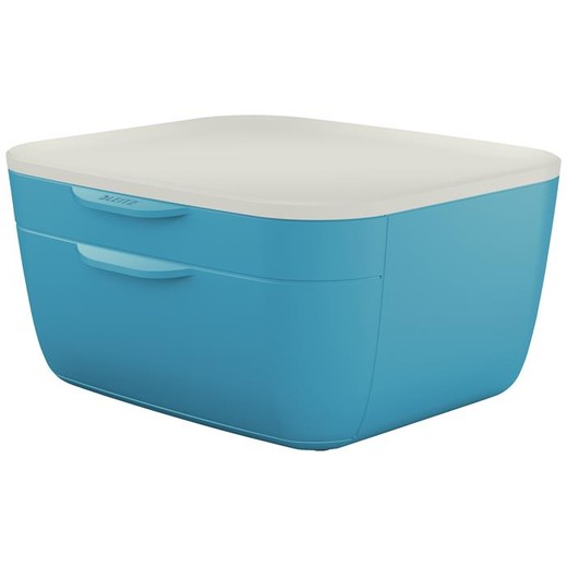 Zásuvkový box, plastový, 2 zásuvky, LEITZ "Cosy", pokojná modrá
