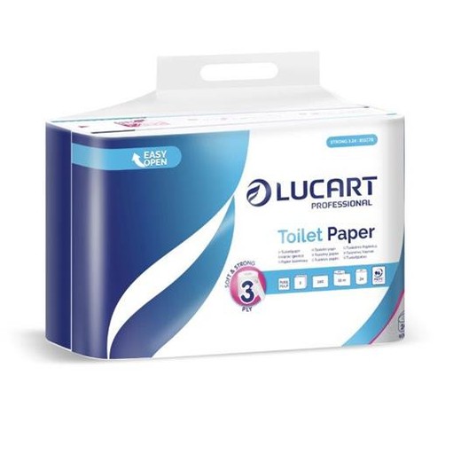Toaletný papier, 3-vrstvový, malý kotúč, 24 kotúčov, LUCART "Cash and Carry Strong 3.24", biela