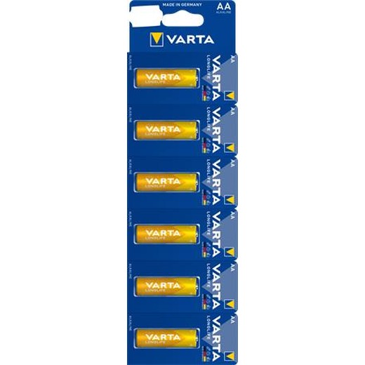Batéria, AA tužková, 6 ks, po jednom trhateľné, VARTA "Longlife Kartella"