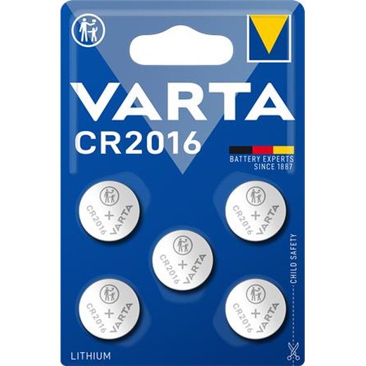 Gombíková batéria, CR2016, 5 ks, VARTA