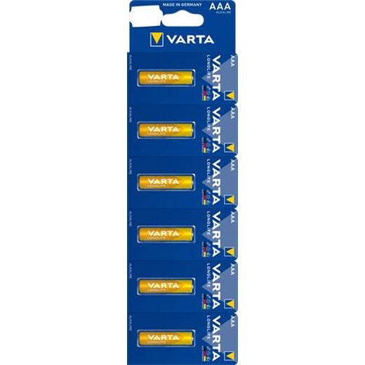 Batéria, AAA mikro, 6 ks, po jednom trhateľné, VARTA "Longlife Kartella"